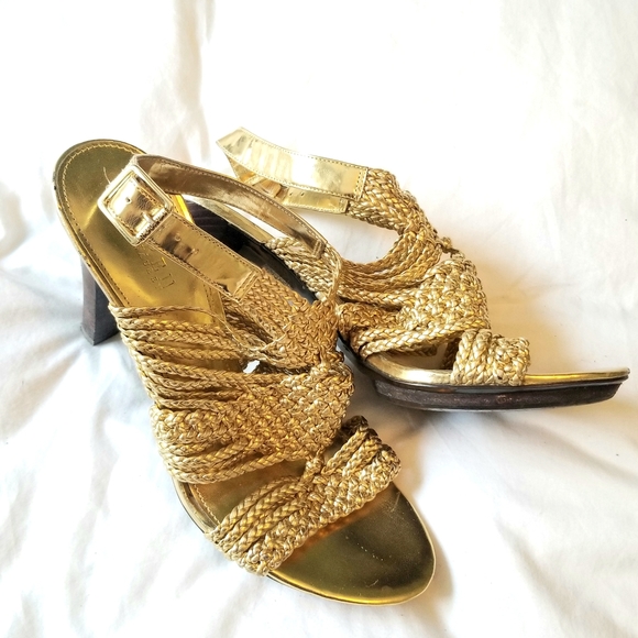 Ralph Lauren gold platform heels - Picture 5 of 5